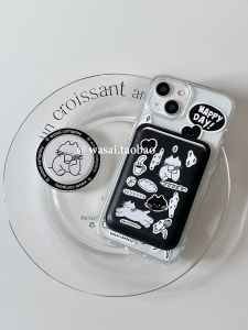 WASAI Cute Cat Doodle Magnet Acrylic Phone Case for iPhone 17 16 15 pro Max New Models Transparent Cute Animal Design Mobile Shell
