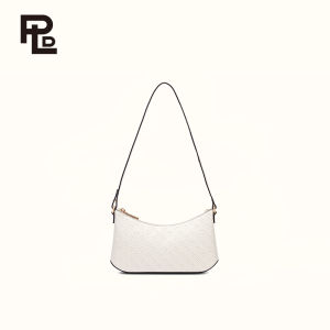 Power Land Genuine Leather Shoulder Bag Small Casual Crossbody Zipper Womens Mahjong Bag Commuter Style Soft Polyester Lining