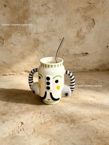 Hand-painted Vase Design Creative Abstract Ceramic Mug