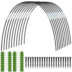 60Pcs Greenhouse Hoop Grow Tunnel Kit Steel Greenhouse Support Hoop Frame Durable DIY Garden Hoops Plastic Coated Plant Grow