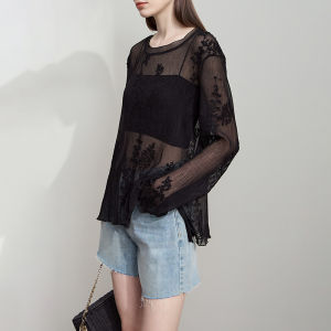 Light Sun Protection Fashionable Casual Embroidered Chiffon Blouse