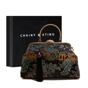 Chinese Style Embroidered Wedding Bag Red New Bride Handbag Match Cheongsam Mother Bag Fashionable Canvas Lock Buckle Crossbody