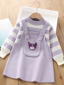 Girl Melody Dress Spring & Fall New Arrival Kids Princess Dress Children Girl Knitted Sweater Dress Fake Two-Piece