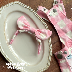 Handmade Pet Hair Accessories Doggie Plaid Hairband 3D Butterfly Knot Head Flower Grooming Comb Clip for Yorkie Puppies