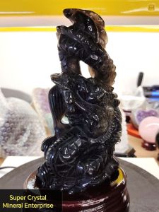 Natural Precious Smoky Quartz Crystal Dragon Carved Ornament QCD01