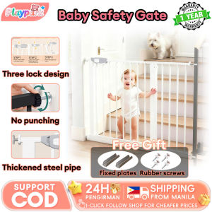 Baby Safety Gate for Dogs & Kids - Triple Lock Design No Drilling 180° Dual Swing Door Adjustable Stair Guard