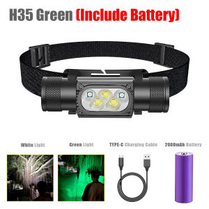 With Battery Red/Yellow/Blue/Green/Purple LED Mini Headlamp 18650 Rechargeable USB Type-C Torch Camping Hunting Flashlight Lamps