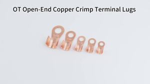 10/50 Con OT Terminal OT3A-OT300A Đồng Trần Cáp Lug Vòng Uốn Cổng Kết Nối Không Cách Điện Cho Pin Dây Điện Đồng Đỏ