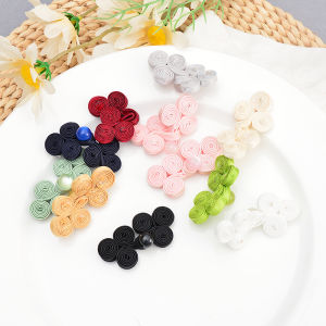 Black Hand-Woven Cheongsam Frog Button White Jade Pearl Buckle Tang Costume Han Costume Ethnic Style Chinese Cloth Cover DIY Accessories