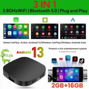 2026 Kowankit Android13 CarPlay Ai Box Wireless Android Auto 3 in 1 USB Adapter Plug & Play Universal TV Box For Netflix Youtube