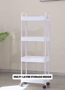 2/3/4/5 Layer Trolley Cart Organizer Storage Shelf on Wheels for Room and Kitchen