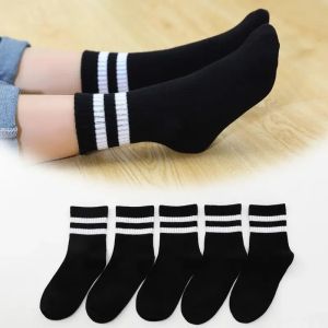 5 Pairs/ Lot Pure Colour Soft Breathable Cotton Kids School Socks Girls Boys Casual Grey Black White Sports Childrens Socks