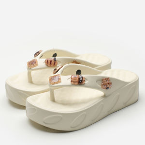 Mimelin Thick Heel Thong Slippers Womens Summer New Cute EVA Fashion Anti-slip Toe Posture Slippers Casual Platform Sandals