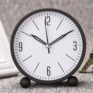 MONLEYTA | Metal Shell Silent Walking Clock Creative Student Bedroom Living Room Desk Clock Fashionable Bookshelf Table Clock