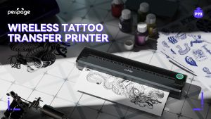 PeriPage P90 Wireless Tattoo Stencil Printer Thermal Tattoo Machine with Tattoo Stencil Paper Portable Tattoo Printer Kit Compatible with Phones Tablets and Computers
