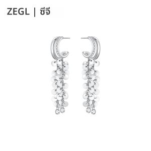 ต่างหูคล้องริบบิ้น ZEGL True Reed Designer ลูกไม้เงา หรูหรา ระดับไฮเอนด์ สำหรับผู้หญิง เหมาะกับใบหน้ากลม