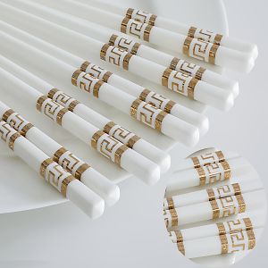 Non-slip Heat-resistant Bone China Chopsticks Ivory White