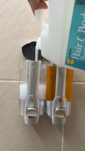 ALX Malaysia Single Double Head Liquid Soap Dispenser Wall-mounted Bathroom Liquid Container 350ml Bathroom Soap Shampoo Box Sanitizer Dispenser Lotion Liquid Pump 21