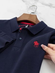 100% pure cotton high-end brand polo shirt mens long sleeve spring fashion horse logo embroidery design golf top casual T-shirt