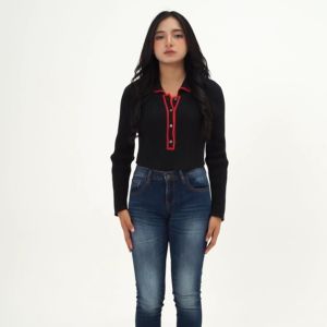 Greenlight Rajut Wanita Crop Top Lengan Panjang Katun Elastane Yumiko CG021124