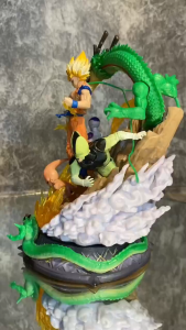 Mô Hình Dragon Ball SonGoku Super Saiyan Và Rồng Thần Shenron – Tượng Anime 7 Viên Ngọc Rồng Trang Trí Bàn Học Quà Tặng