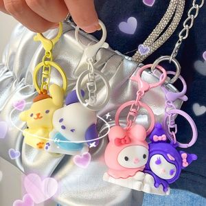 2Pcs Anime Sanrio Magnetic Keychain Kuromi My Melody Action Figural Model PVC Key Ring Cinnamoroll Figurine Birthday Gifts
