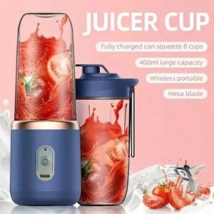 Portable Electric Juicer Double Cup Juicer Fruit Automatic Smoothie Blender Milkshake Juice Maker Kitchen Tool Type-C Charging