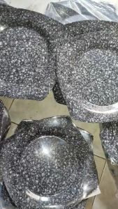 Dĩa vuông góc cạnh nhựa melamine vân đá đen nhiều size _DVC06