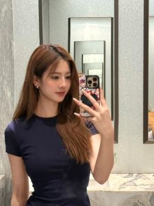 Slim Fit Pure Cotton Short Sleeve T-Shirt Womens Basic Style Short Length Fashionable Casual Summer Top for Slimming Effect