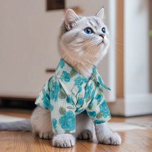 Summer Thin Printed Shirt Cat Clothes for Puppies Schnauzers Anti Shedding Pet Accessories Doll Clothes for Kittens