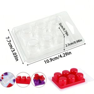Wax Melt Molds-10 Pcs 6 Cavity Circular Clear Empty Plastic Wax Melt Clamshells for Wickless Wax Melt Candles DIY Candle Tool