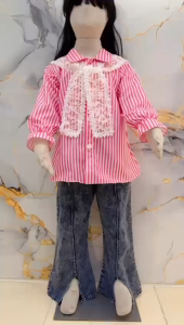 SETELAN LILY SALUR SYAL LEPAS ANAK PEREMPUAN USIA 3 - 12 TAHUN / SET JEANS CELANA CUTBRAY MODEL TERBARU