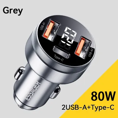 Essage 80W Car Charger USB Type C Dual Port USB Phone Charger PD Fast Charging For iPhone 13 Xiaomi Samsung iPad Laptops Tablets