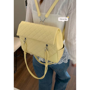 Fashionable Large Capacity Womens Backpack Travel Bag Diamond Grid Double Shoulder Bag Trendy Underarm Bag Casual Leisure Bag