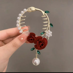 New 2026 Glitter Diamond Tassel Tail Clip Hairpin Hanfu Style Back of Head Bun Hair Accessory Traditional Chinese Fashion