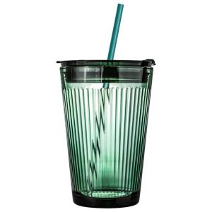 Nordic Style Large Capacity Glass Straw Cup for Milk And Coffee Sealed round Shape Student Water Bottle Female Office Drinkware