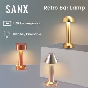 SANX Retro Bar Lamp Touch Sensor Led Table Lamp USB Rechargeable Night Lights 3-Levels Brightness Bedside Lamp