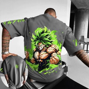 Dragon Ball เสื้อยืดผู้ชาย Broly Super Saiyan สีเขียวอะนิเมะญี่ปุ่นฤดูร้อนเด็กแขนสั้น Niche เด็กเสื้อผ้า