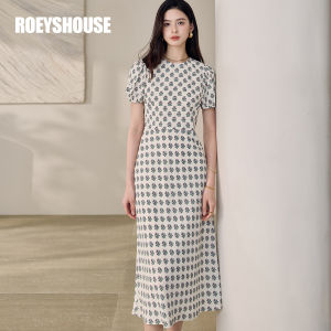 Roey s house | French Style Floral Print Round Neck Puff Sleeve Midi Dress