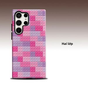 Ốp Lưng Bảo Vệ Thời Trang Cao Cấp Hai Lớp Hình Gạch Lego Màu Hồng Dành Cho Samsung Galaxy S26 S25 S24 A56 A36 Với Bảo Vệ Toàn Diện Ống Kính Chống Sốc Chống Trầy Xước Nam Châm Chất Liệu Mềm
