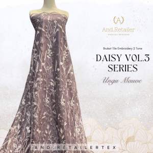 Bahan Kain Kebaya Brokat Tile Garden Daisy series3 tone Motif Bunga Harga 05m Warna Mauve