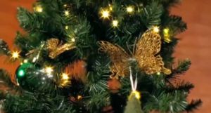 6pcs/12pcs Christmas Butterfly Glitter Christmas Tree Decoration Flower Artificial 3D Hollow Butterfly Ornaments With Stems Hanging Pendant Decor For Xmas Tree Garland Wall Decorations DIY Crafts Decor