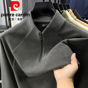 Áo Nỉ Pierre Cardin Dành Cho Nam Áo Nỉ Hai Mặt Ấm Áp Có Khóa Kéo Cổ Đứng Dài Tay Áo Sơ Mi Cơ Bản Thời Trang Mùa Đông