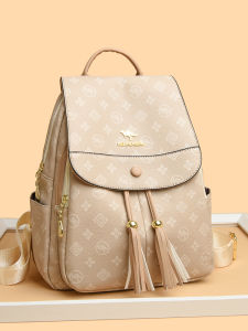 Miqi Kangaroo Genuine Leather Double Shoulder Bag Womens 2025 New Large Capacity Fashion Casual Travel Lightweight Soft Cowhide Backpack