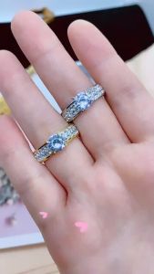 Cincin Zircon Dua Garis Permata I Cincin Tunangan Bertabur Permata
