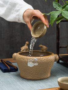 ชามชาดินเผาแบบโบราณ จานใส่ดอกกุหลาบไนลอน ชามชาดินเผาแบบไม่เคลือบลuster ของตกแต่งบ้าน สไตล์จีนโบราณ