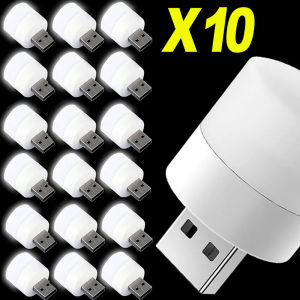 10/1Pcs Mini USB LED Light Portable Plug Lamps Eye Protection Reading Night Light Small Round Car Bulb Computer Mobile Power Lamp
