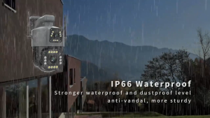 Dual Lens 4K Ultra HD WiFi PTZ CCTV Camera 10X Zoom Outdoor Waterproof na may Night Vision at Two-way Audio. May motion detection at mobile remote viewing suportado ang SD recording perpekto para sa seguridad ng bahay at bakuran.