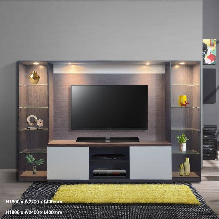 Modern Living hall cabinet with Led 7 Feet tv cabinet / 8feet tv ...