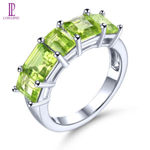 Lohaspie Jewelry Genuine 4.3 Carats Ring Silver 925 Original Natural Peridot Ring Green Gemstone Peridot Ring For Women Jewelry Christmas Gift